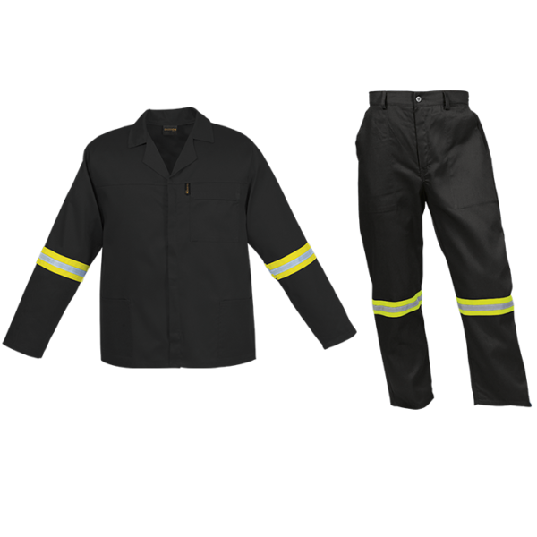 CON-11-OD-black Budget Poly Cotton Conti Suit with Reflective