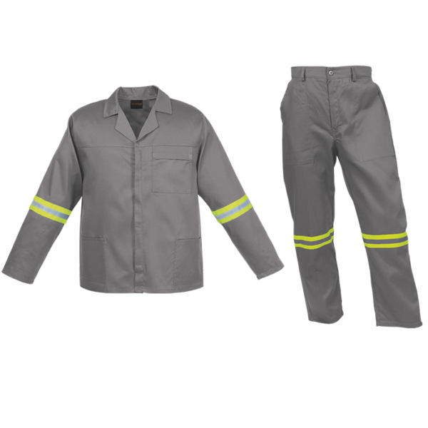 CON-11-OD-grey Budget Poly Cotton Conti Suit with Reflective