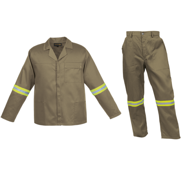 CON-11-OD-khaki Budget Poly Cotton Conti Suit with Reflective