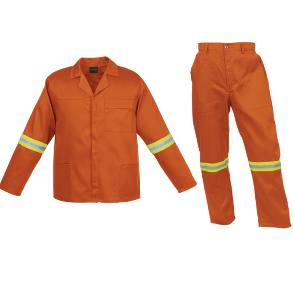 CON-11-OD-orange Budget Poly Cotton Conti Suit with Reflective