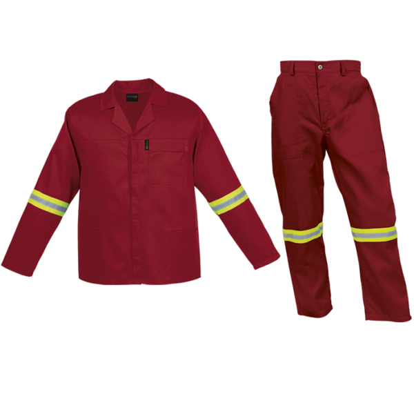 CON-11-OD-red Budget Poly Cotton Conti Suit with Reflective